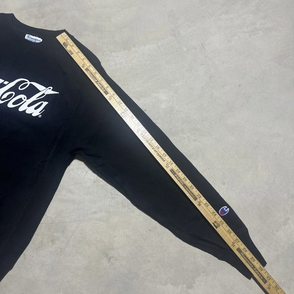 Champion Sweatshirt Men's SZ Small Black Coca-Cola Reverse Weave Fleece Pullover